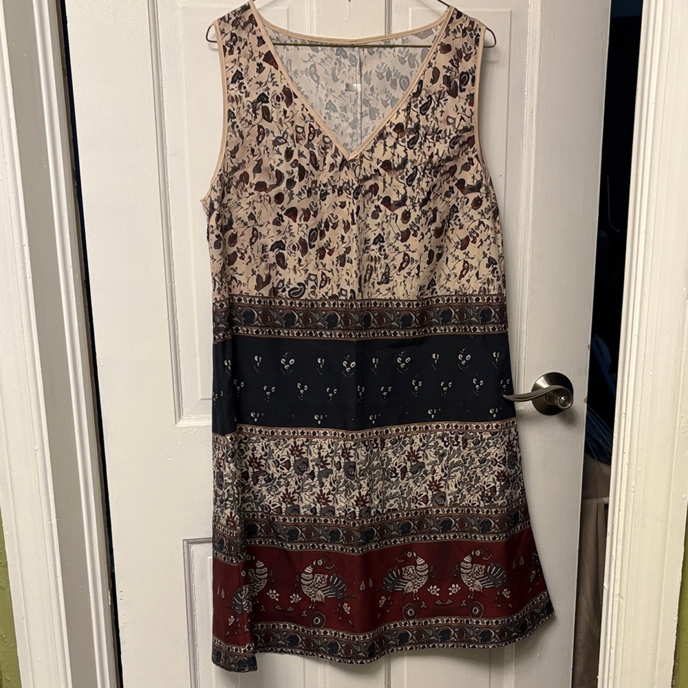 Bohemian Floral Midi Dress - Cream, Black, Red